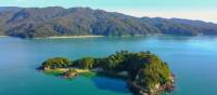 Aerial view of Fisherman's Island in Abel Tasman National Park | abeltasman.com