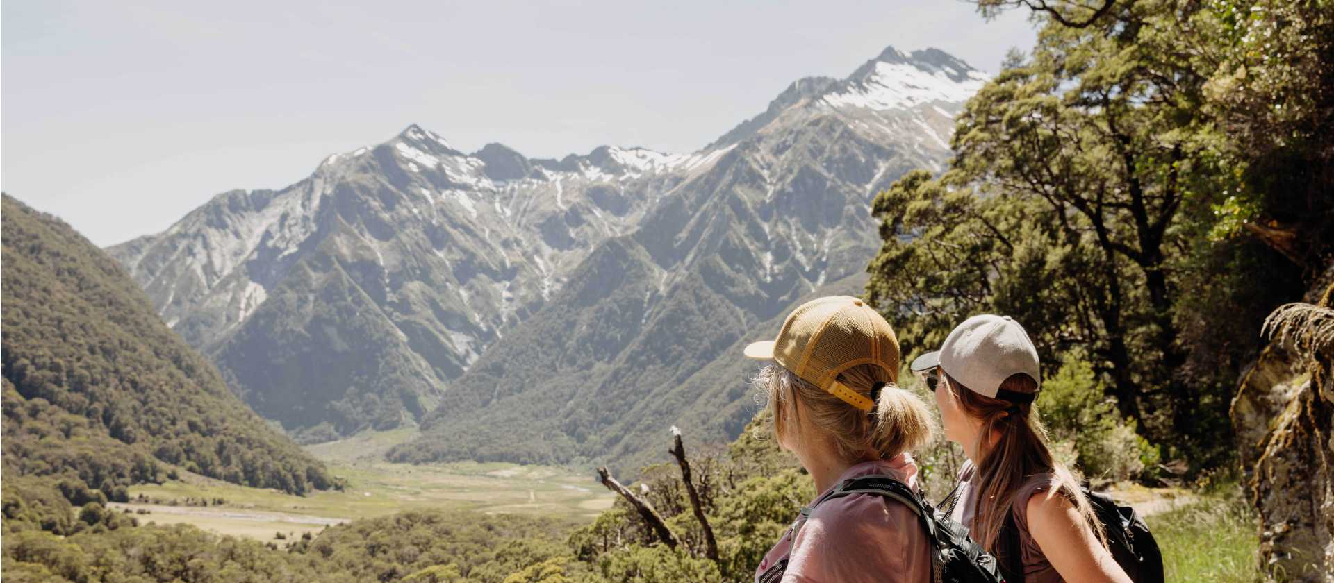 Hikers captivated by the views across the valley