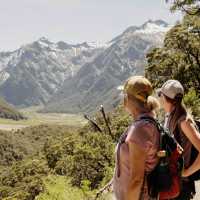 Hikers captivated by the views across the valley