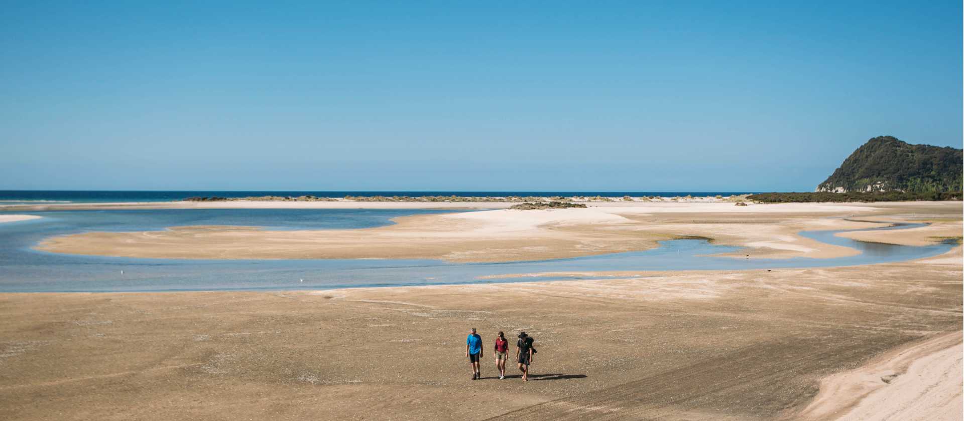 Walking Awaroa Beach at low tide | Nelson Tasman Tourism