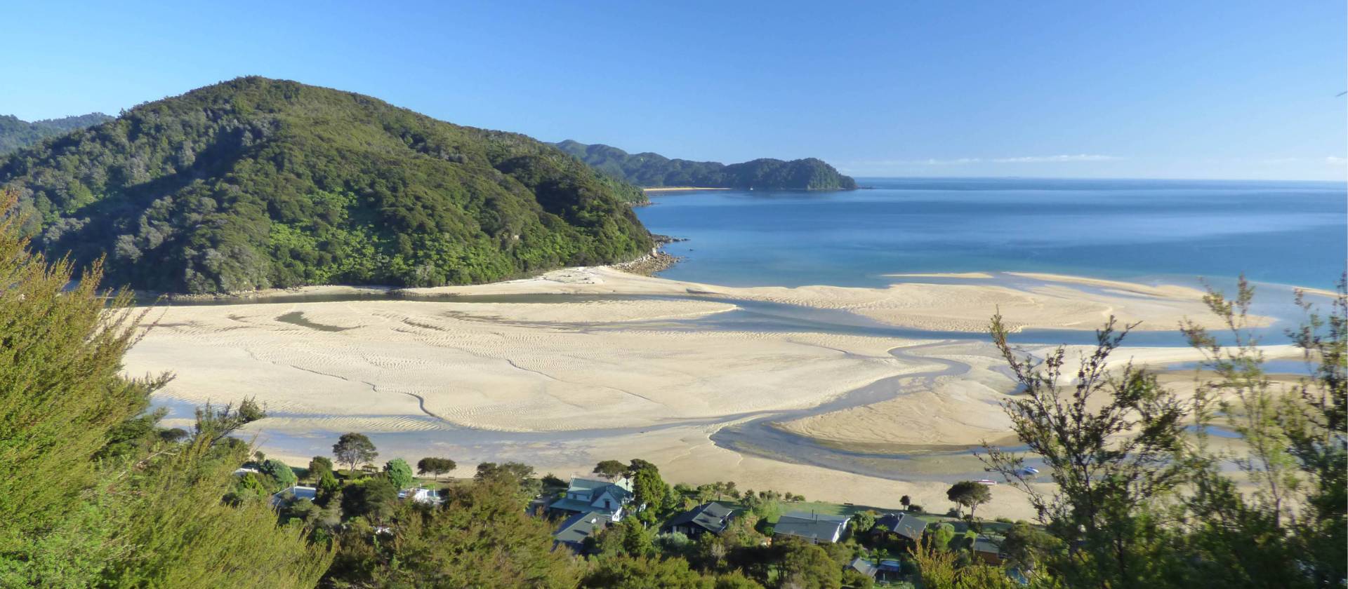 When the tide goes out, the sand comes in - sweeping views of Awaroa Inlet at low tide | Janet Oldham