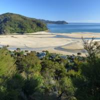 When the tide goes out, the sand comes in - sweeping views of Awaroa Inlet at low tide | Janet Oldham