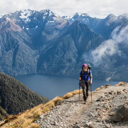 Heading towards the summit of Mt Luxmore on the Kepler Track