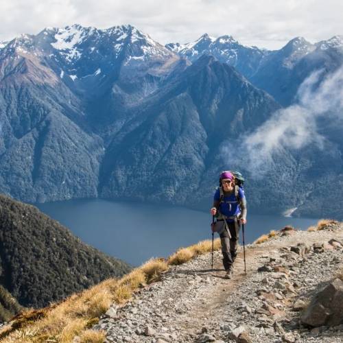 Heading towards the summit of Mt Luxmore on the Kepler Track