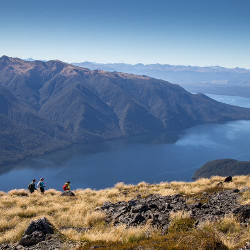 Hiking on the Kepler Track above Lake Te Anau