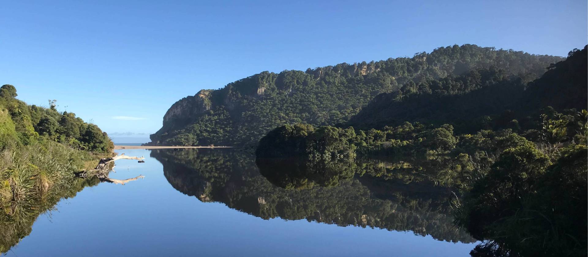 Beautiful reflections at the Kohaihai River mouth, Heaphy Track | Janet Oldham