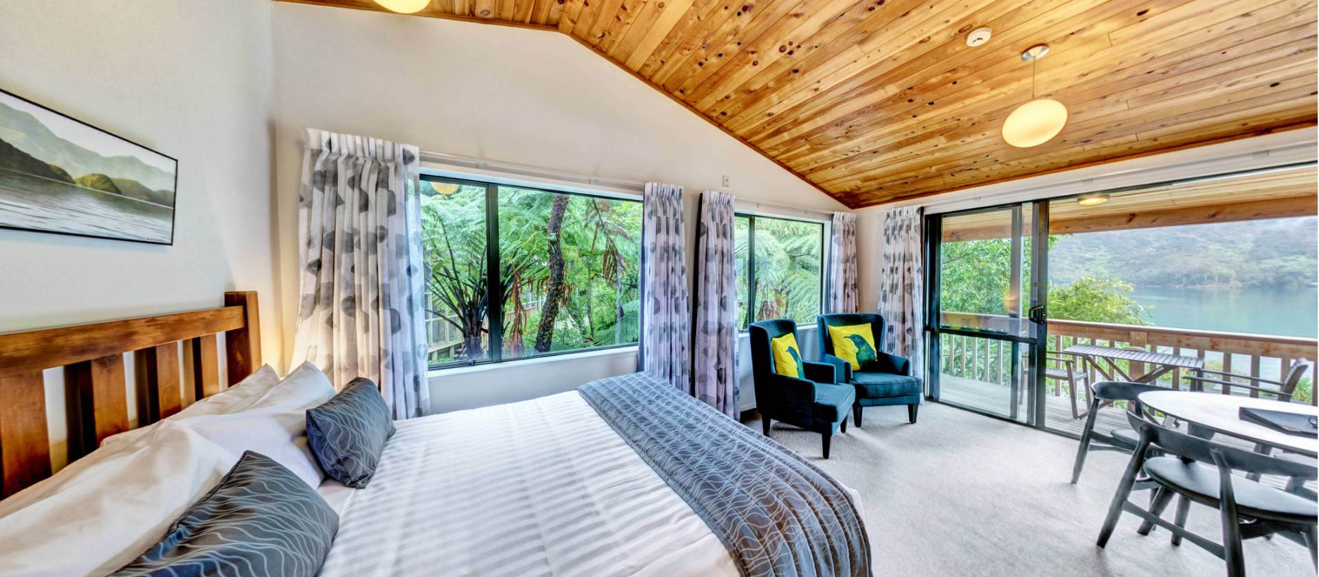 Beautiful rooms at Lochmara Lodge looking out over the sounds