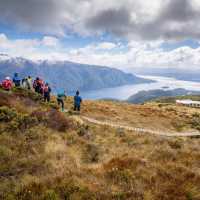 Looking down on Luxmore Hut