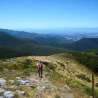 Hiking along the ridge line in the Kahurangi National Park