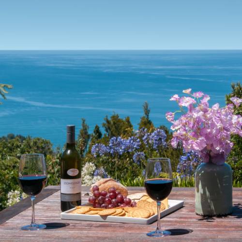 Enjoying the views with a glass of wine and cheese platter just one of the spoils of this trip