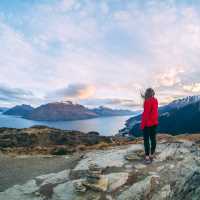 Enjoying the light starting to fade across Queenstown from Queenstown Hill