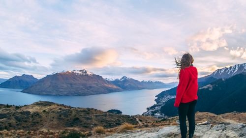 Enjoying the light starting to fade across Queenstown from Queenstown Hill
