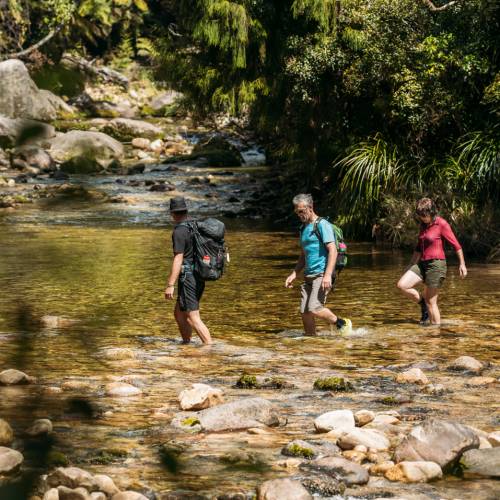 Enjoying a river crossing in the Abel Tasman National Park