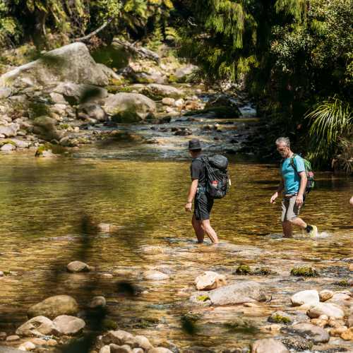Enjoying a river crossing in the Abel Tasman National Park