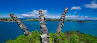 Chris Booth's stunning sculpture, Kaitiaki, leaning out from Rotoroa Island | Terra and Tide