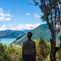 Stopping to admire the views along the Nydia Track | MarlboroughNZ