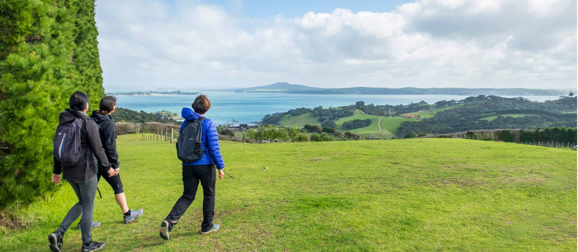 Walking the Te Ara Hura with Rangitoto views in the distance | Gabrielle Young