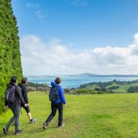 Walking the Te Ara Hura with Rangitoto views in the distance | Gabrielle Young