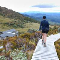 Arriving into Okaka Lodge after a days walking the Hump Ridge track