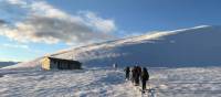 Students snowshoeing to Rex Simpson Hut in New Zealand